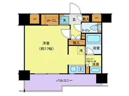 ジェノヴィア水天宮前スカイガーデン(ワンルーム/7階)の間取り写真