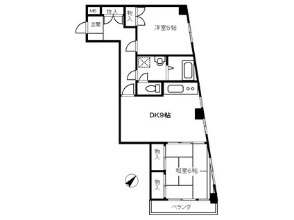 フォレストマンション(2DK/8階)の間取り写真