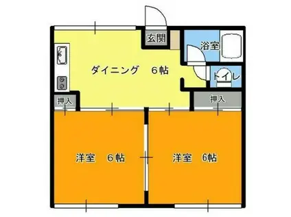 ライフコート長命(2DK/1階)の間取り写真