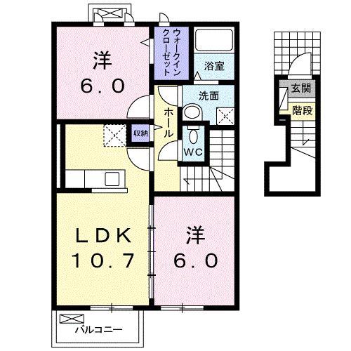 グリッド オン(2LDK/2階)の間取り写真