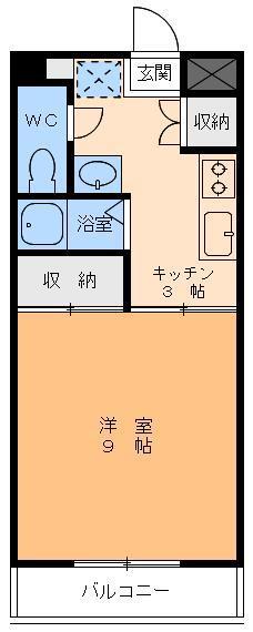 エンブレム山越(1K/2階)の間取り写真