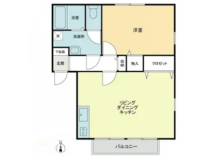 フォブール松本A(1LDK/2階)の間取り写真