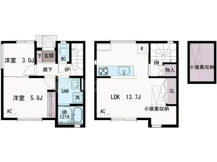 YAYOI TERRACE(2LDK/1階)の間取り写真