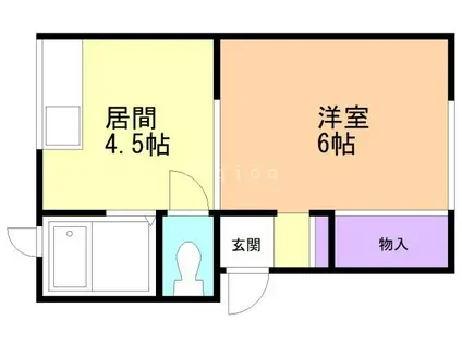 コーポやまびこ(1DK/2階)の間取り写真