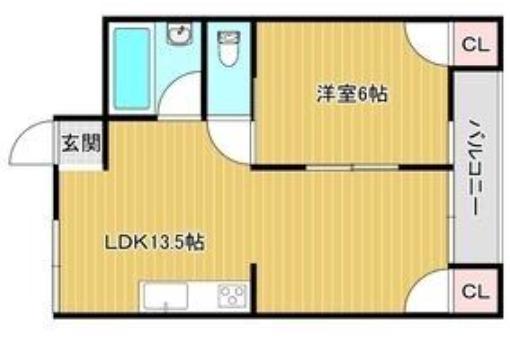 松恵コーポラス(1LDK/1階)の間取り写真