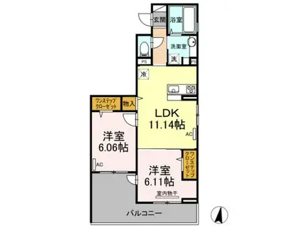テロワール上石神井(2LDK/2階)の間取り写真