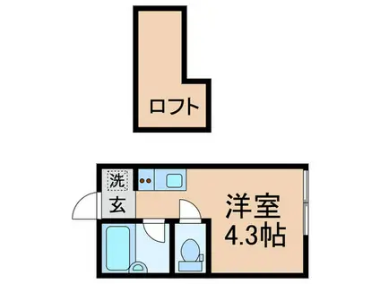 ドミシルAYA伍番館(ワンルーム/2階)の間取り写真