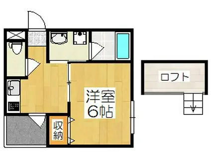 COFFRET八反畑(1K/2階)の間取り写真