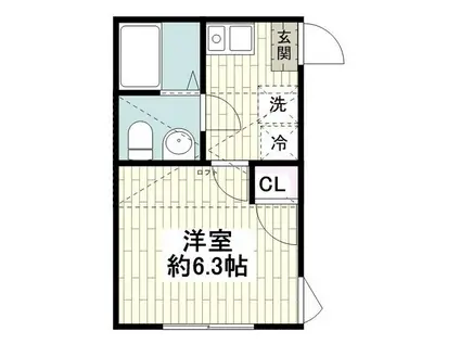 ヒルトップライン(1K/2階)の間取り写真