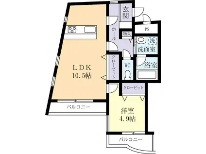 コーキマンション K-3(1LDK/1階)の間取り写真