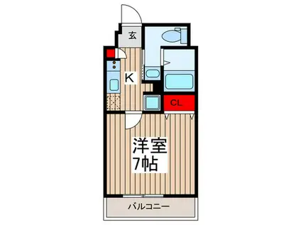 GENOVIA西川口II(1K/1階)の間取り写真