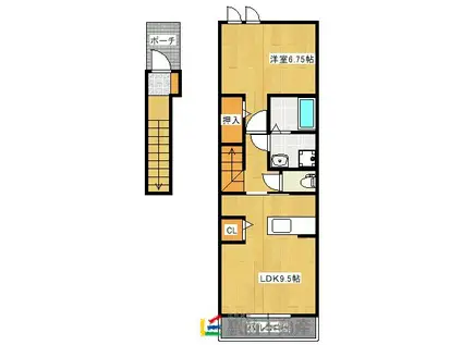 CRESCENT(1LDK/2階)の間取り写真