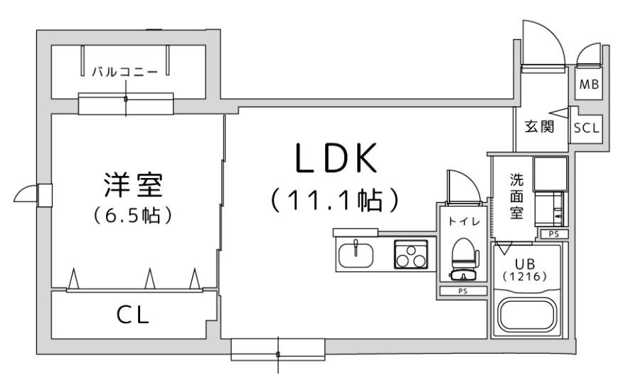 TRICERA COURT(1LDK/4階)の間取り写真