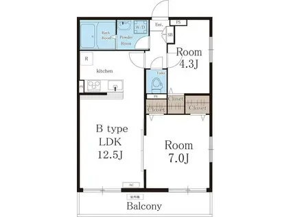 リブリ・ロイヤルサクセス(2LDK/3階)の間取り写真