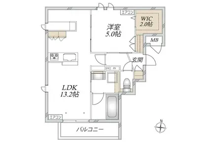 浦和区常盤9丁目メゾン(1LDK/2階)の間取り写真