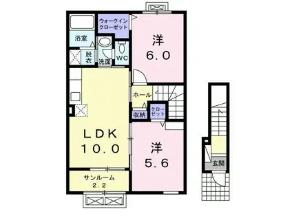 ヴィラ・シャンテA(2LDK/2階)の間取り写真