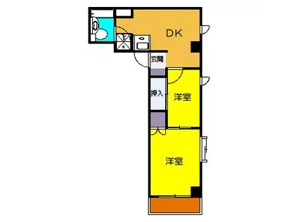 コーポKEN(2DK/4階)の間取り写真