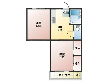 パストラルハイム(2DK/2階)の間取り写真