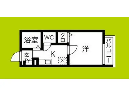 アビテII(1K/2階)の間取り写真