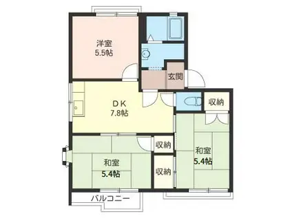 フ・ミール横田A(3DK/2階)の間取り写真