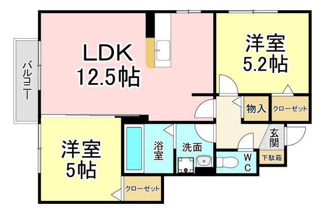グレイスピュア(2LDK/1階)の間取り写真