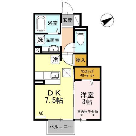 D-ROOM椿(1DK/1階)の間取り写真
