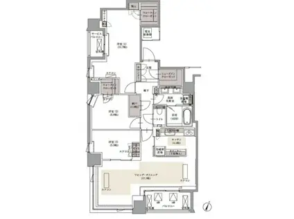 ブランズ四番町(3LDK/3階)の間取り写真