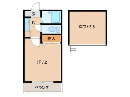 ソレアード喜代(1K/1階)の間取り写真