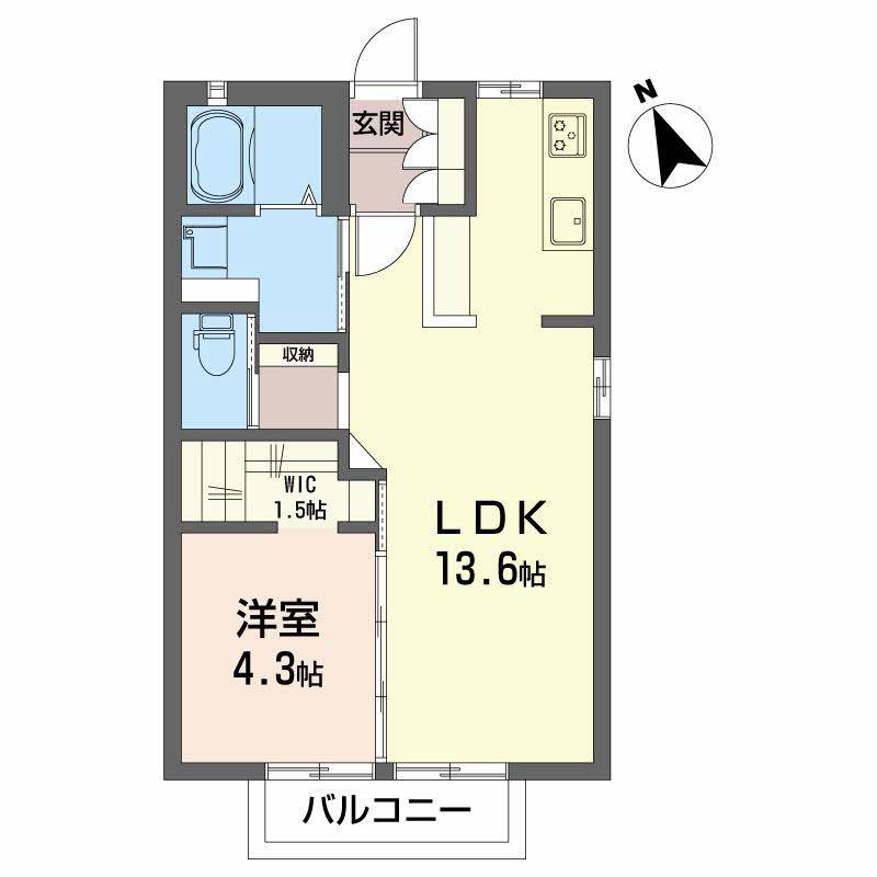ビゴール C(1LDK/2階)の間取り写真