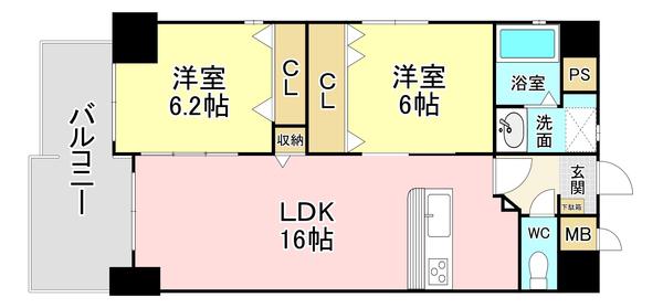 メゾンド・ファミーユ門司港(2LDK/7階)の間取り写真