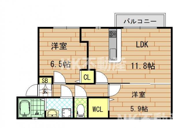 CHER(2LDK/1階)の間取り写真