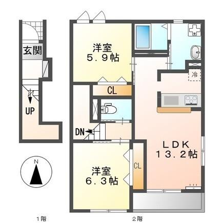 アイリス(2LDK/2階)の間取り写真