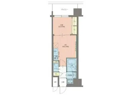 プレジオ松屋町(1DK/9階)の間取り写真