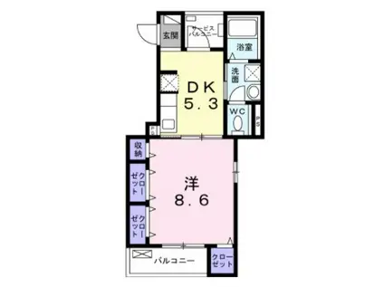 ポレーロ・トーリ(1DK/2階)の間取り写真