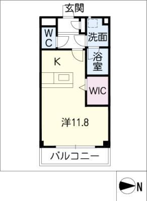 カルディアス大岩 A(1K/2階)の間取り写真