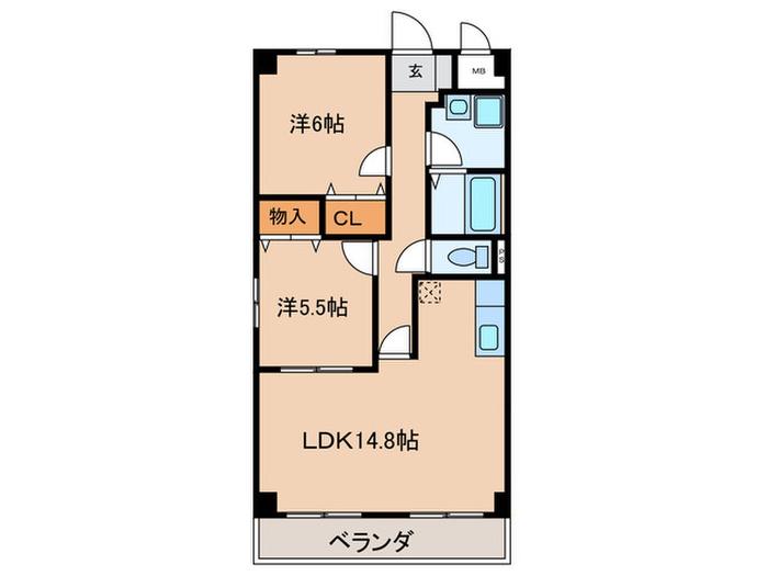 ベルフラワーBS(2LDK/3階)の間取り写真