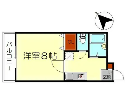 呉中央682(1K/4階)の間取り写真