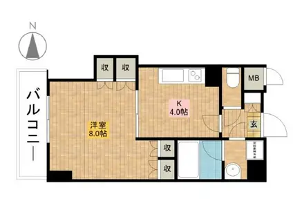 ラ カステル メウ(1DK/4階)の間取り写真