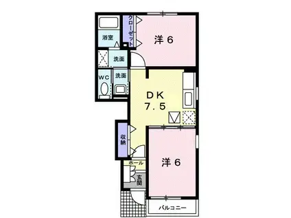 ラフレシールA(2DK/1階)の間取り写真
