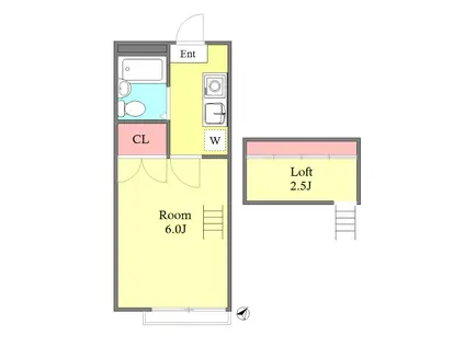 コンフォートヒルズ(1K/1階)の間取り写真
