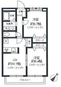 ドルチェ横濱鶴ヶ峰(2LDK/1階)の間取り写真