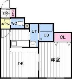 コートスプリングス元町(1DK/1階)の間取り写真