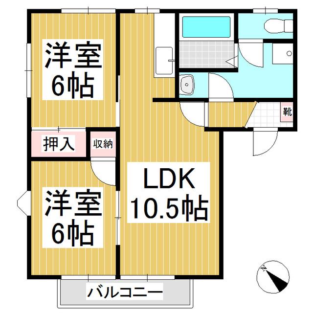 フレグランス日栄 B(2LDK/2階)の間取り写真