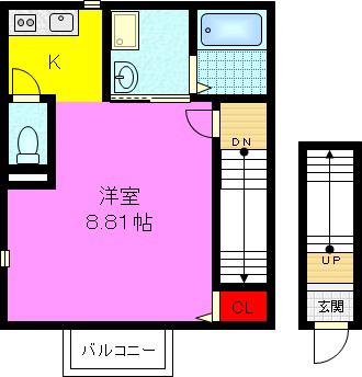 アムールBRILLER(1K/2階)の間取り写真