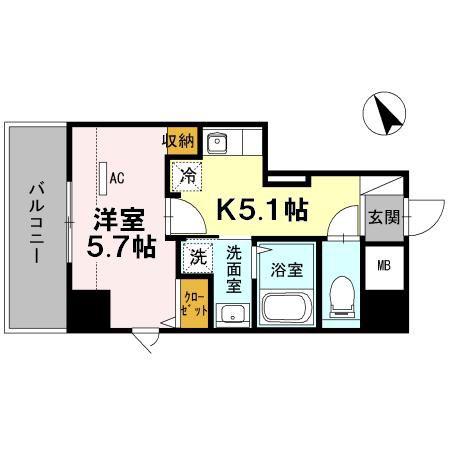 アイリス大森(1K/7階)の間取り写真