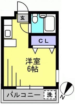 スカイマンション(ワンルーム/2階)の間取り写真