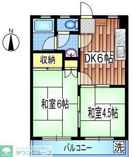 ハイツ北原2号館(2DK/2階)の間取り写真