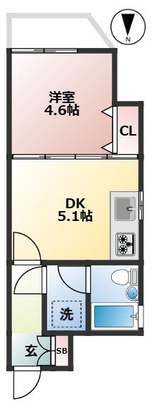 アルス三軒茶屋(1DK/5階)の間取り写真