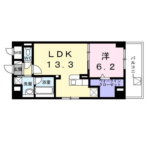 YS STATE 天王台(1LDK/6階)の間取り写真