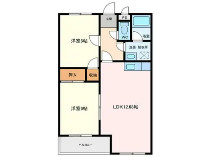 グランシャリオ(2LDK/2階)の間取り写真